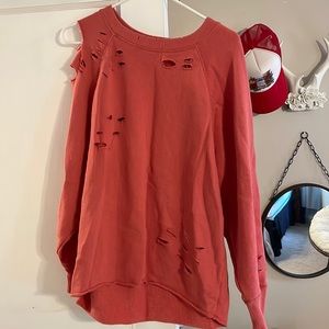 Aerie Crew Neck Sweater with Distressed Holes